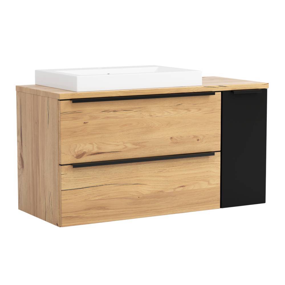 Badezimmer Waschplatz Set in Mattschwarz - Ireen (zweiteilig)