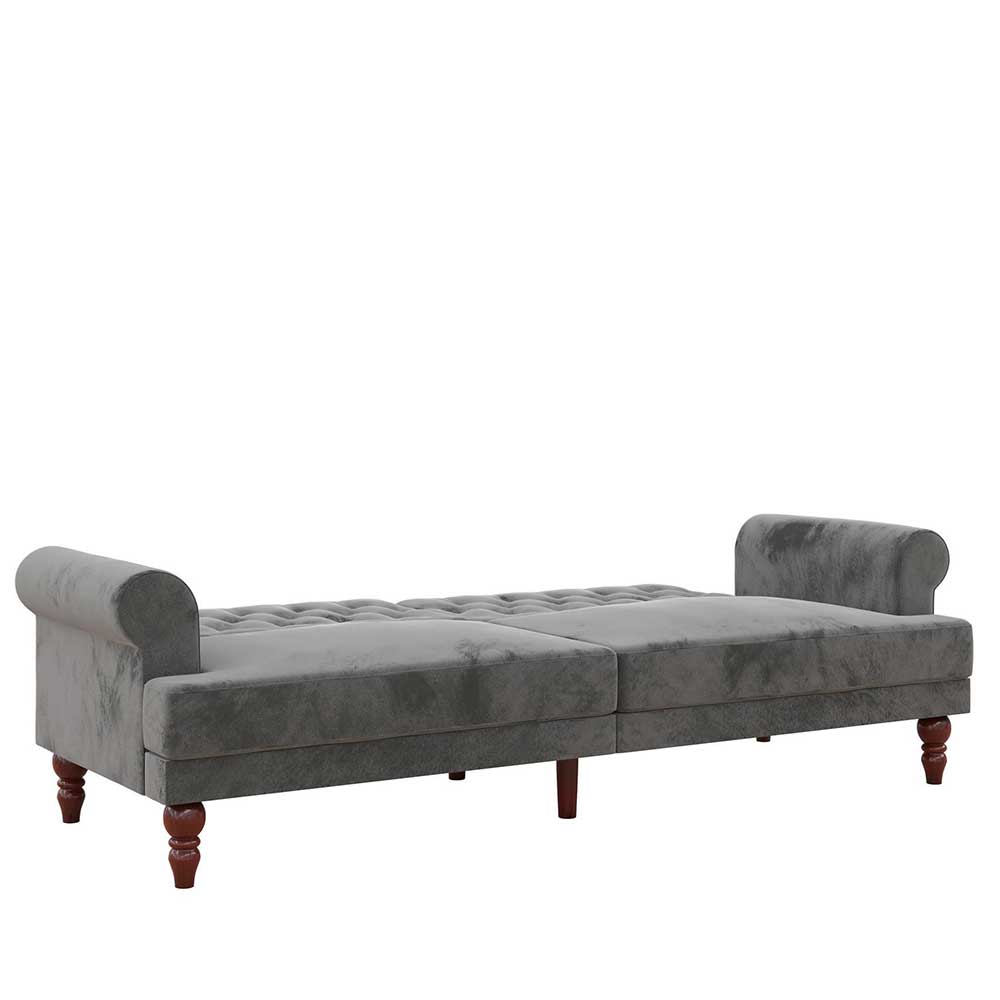 Vintage Style Couch in Grau Samtbezug - Limoncito