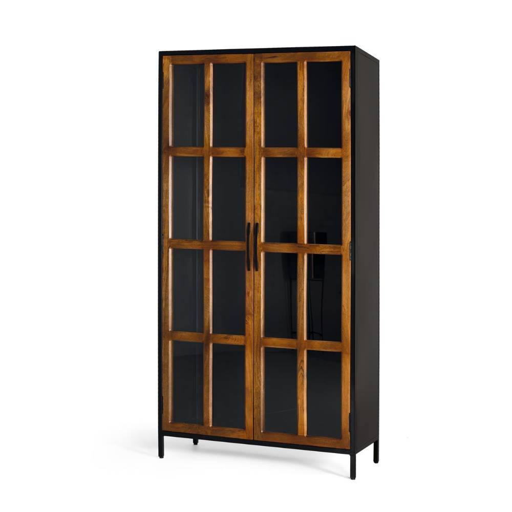 Industrial Vitrine aus Metall und Massivholz - Banda