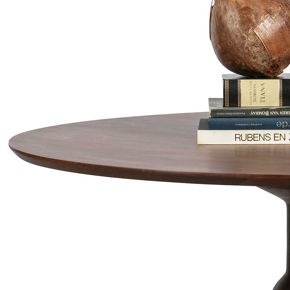 Runder Vintage Holztisch mit Säulenfuß - Estetica