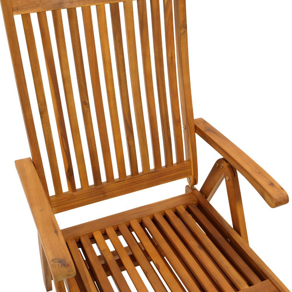 Akazienholz Deckchair mit ausziehbarem Fußteil - Rondra