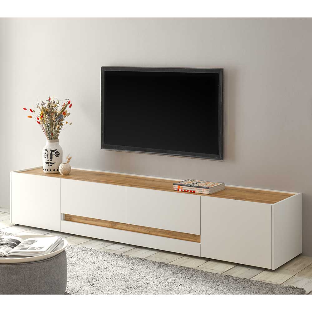 Design TV Board in Weiß & Wildeiche Optik - Nonessia