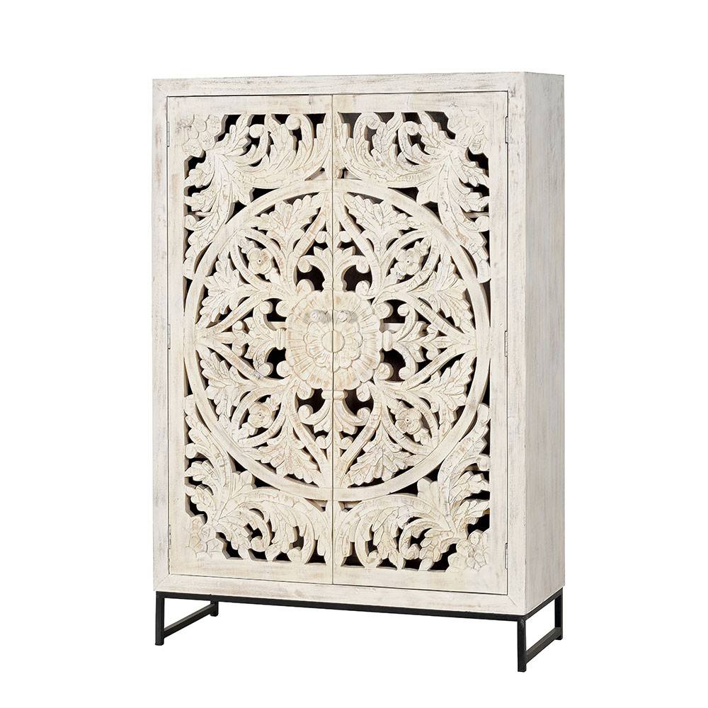 Vintage Schrank in Mangoholz White Wash - Fudorus