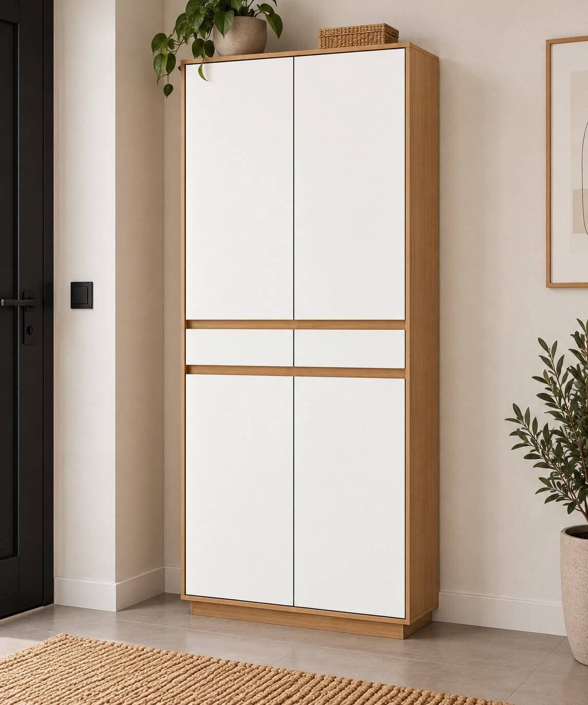 Flurschrank in Weiß und Eiche Bianco - Pablona