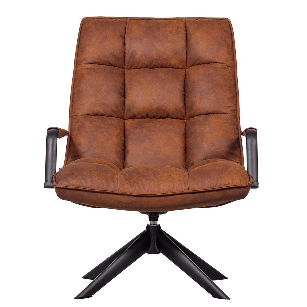 Retro Lounge Sessel in Cognac Braun Kunstleder - Brandos