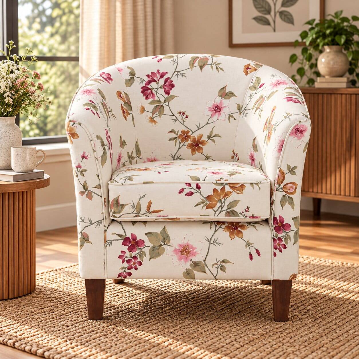 Polstersessel mit Blumen Stoff - Bianka