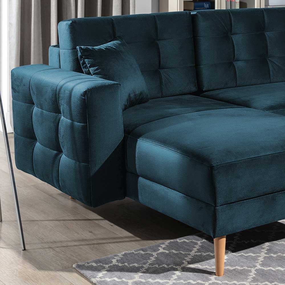 Viersitzer Wohnzimmer Schlafcouch in Dunkelblau - Mauritius