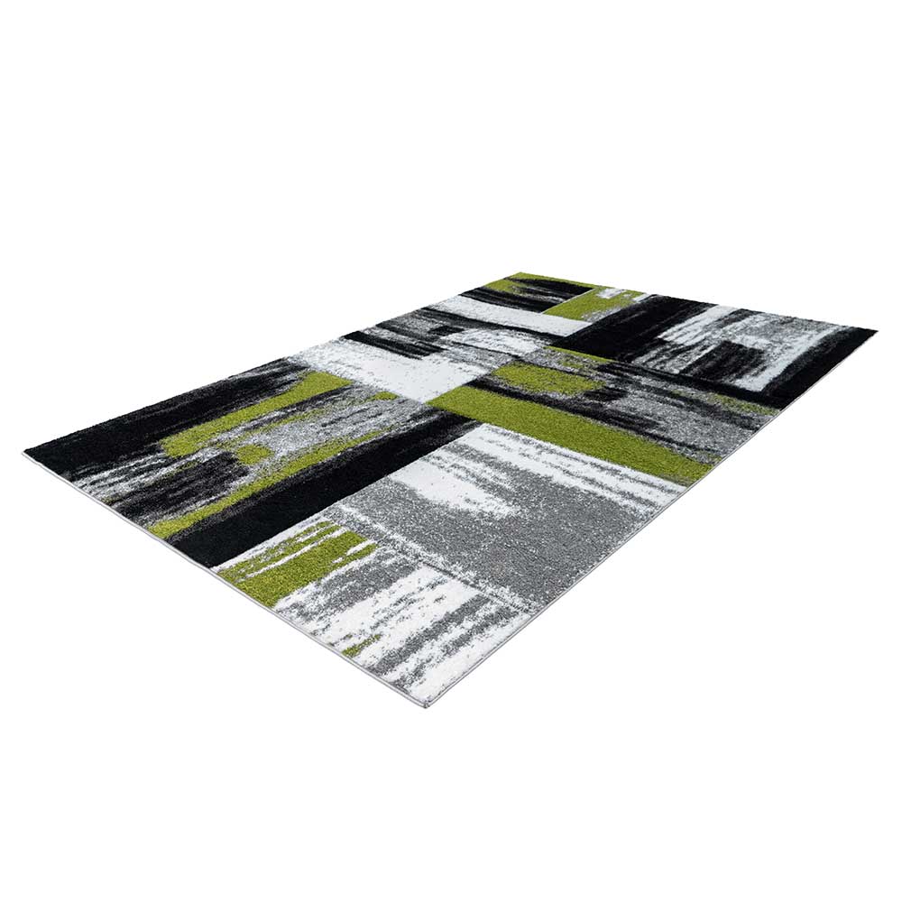 Teppich in Grau Grün Schwarz gemustert - Bestern