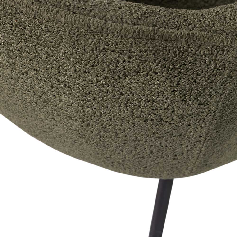 Boucle Tischsessel in Dunkelgrün - Norian