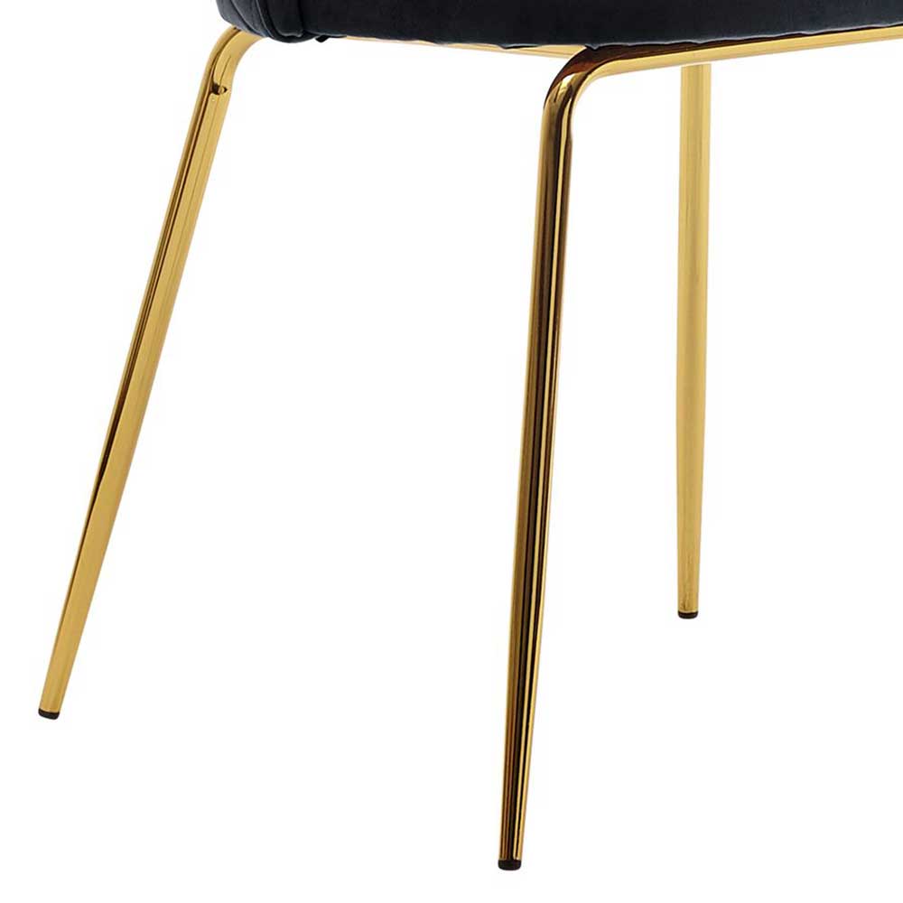 Polsterstuhl in Schwarz und Gold - Lidian (2er Set)