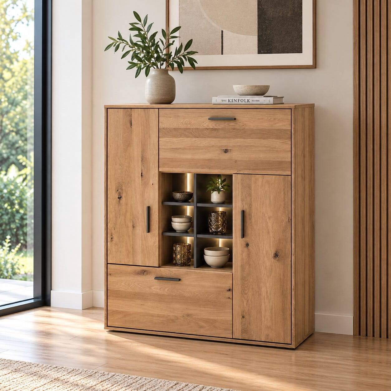 104x123x37 Design Highboard aus Holz & MDF - Assela