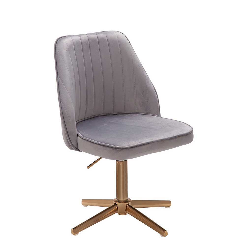 Eleganter Schreibtisch Drehstuhl in Grau Samt - Cessma