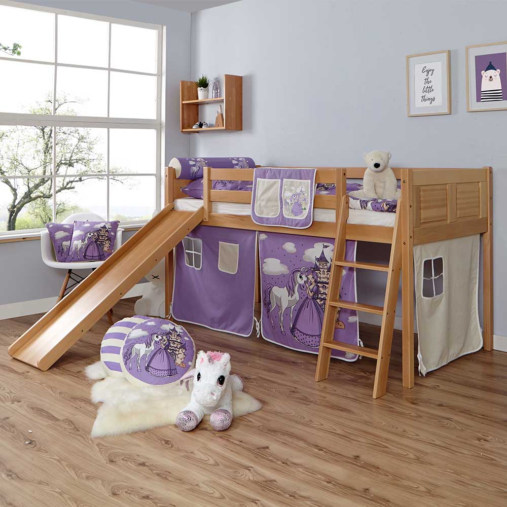 Kinderzimmer Hochbett mit Rutsche aus Buche - Calyptica