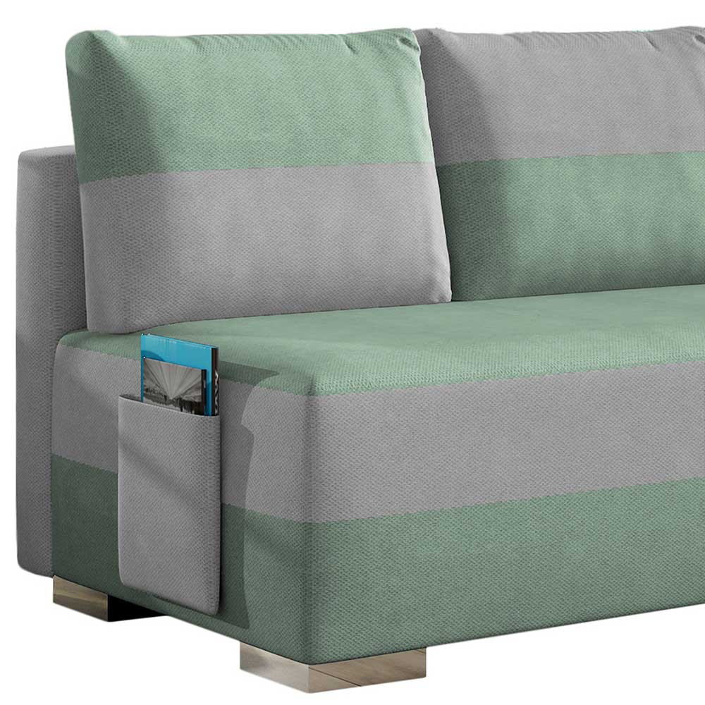 Federkern-Schlafsofa in Hellgrau und Hellgrün - Lenara