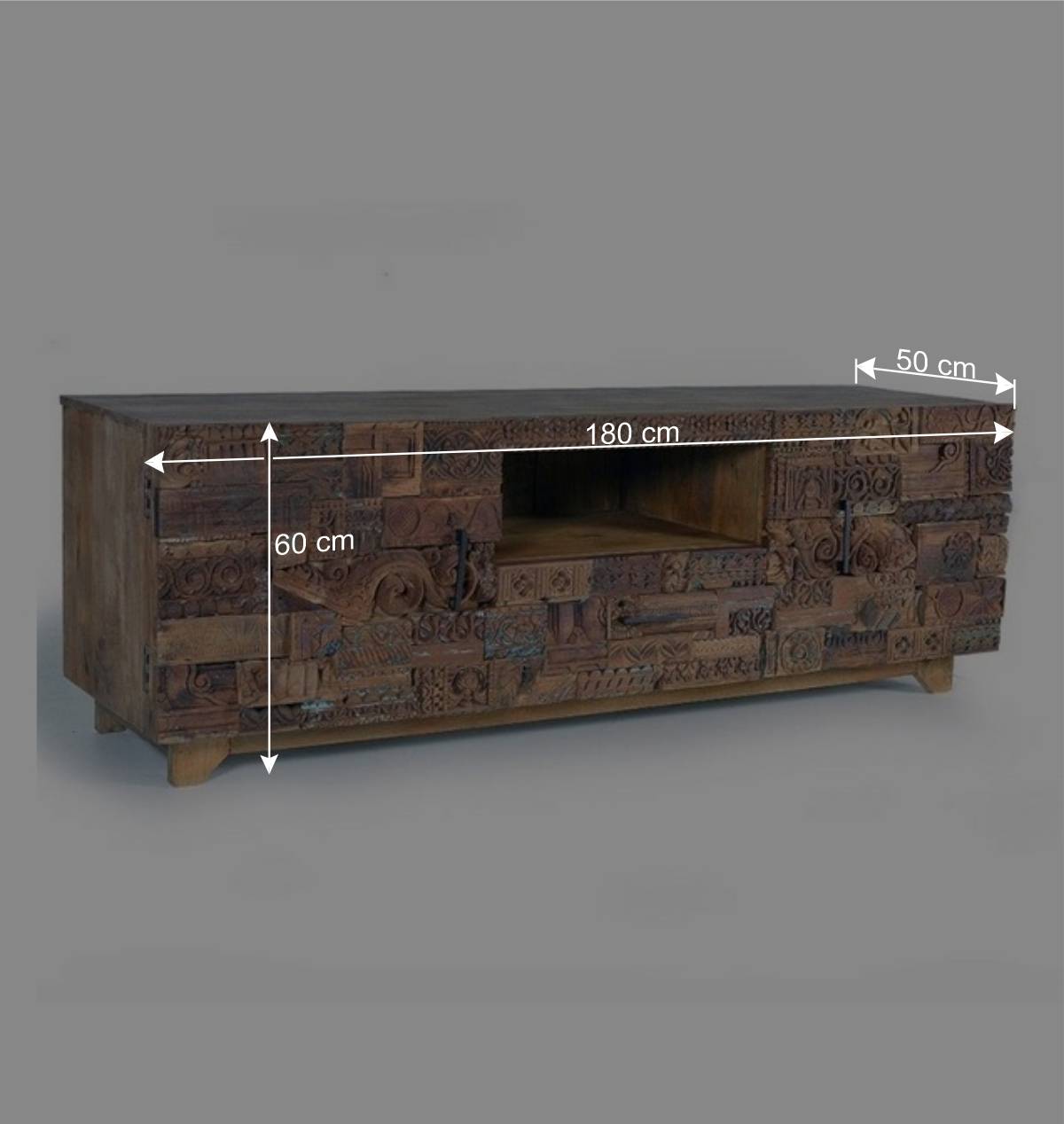 Design TV-Lowboard aus Mangoholz rustikal - Lacid
