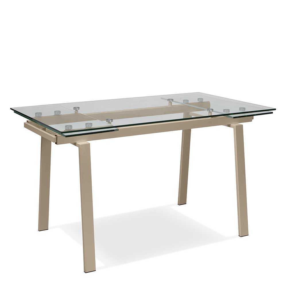 Ausziehbarer Tisch mit Glasplatte Omga & Gestell Taupe