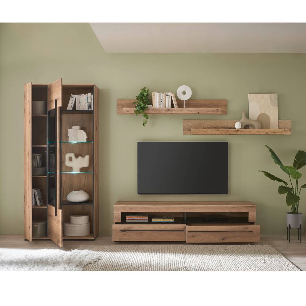 Wohnzimmer TV-Möbel-Set in Eiche - Brocus (vierteilig)