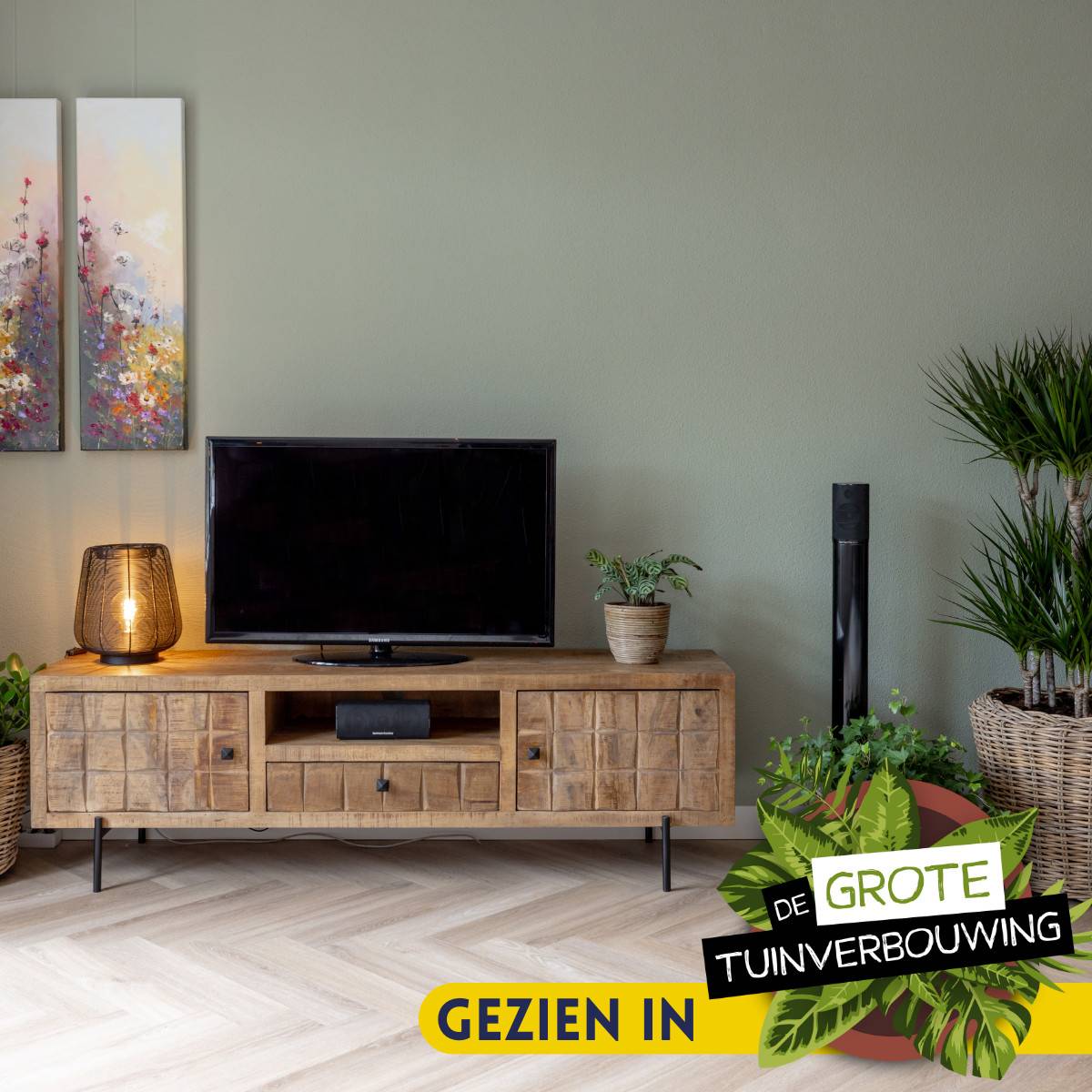 Rustikales TV Lowboard aus Mangoholz - Miaoly