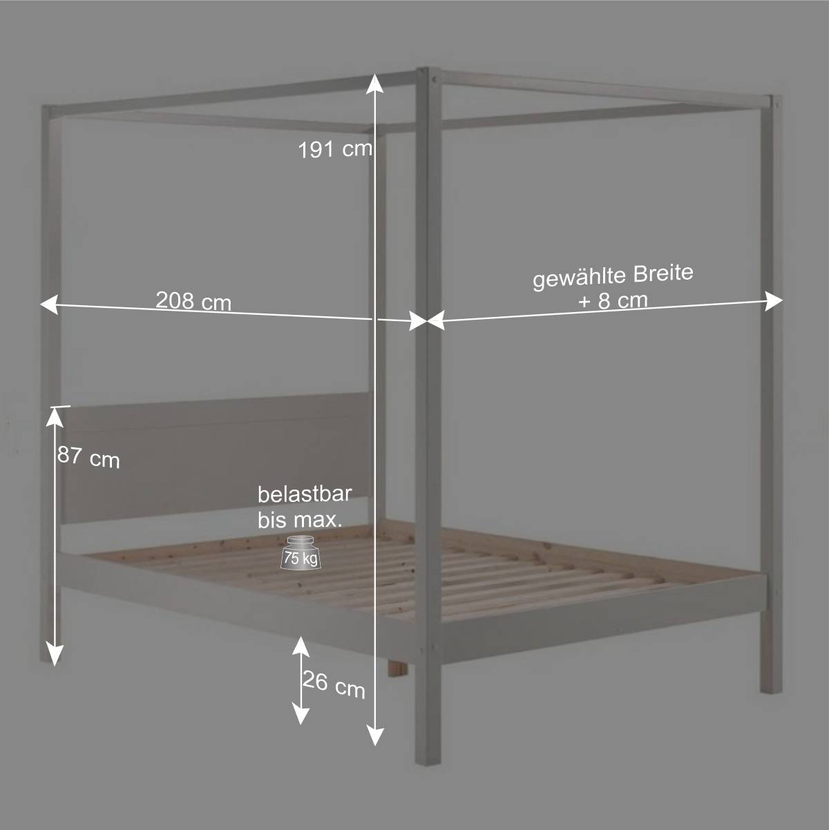 Modernes Himmelbett aus Holz in Weiß - Belego