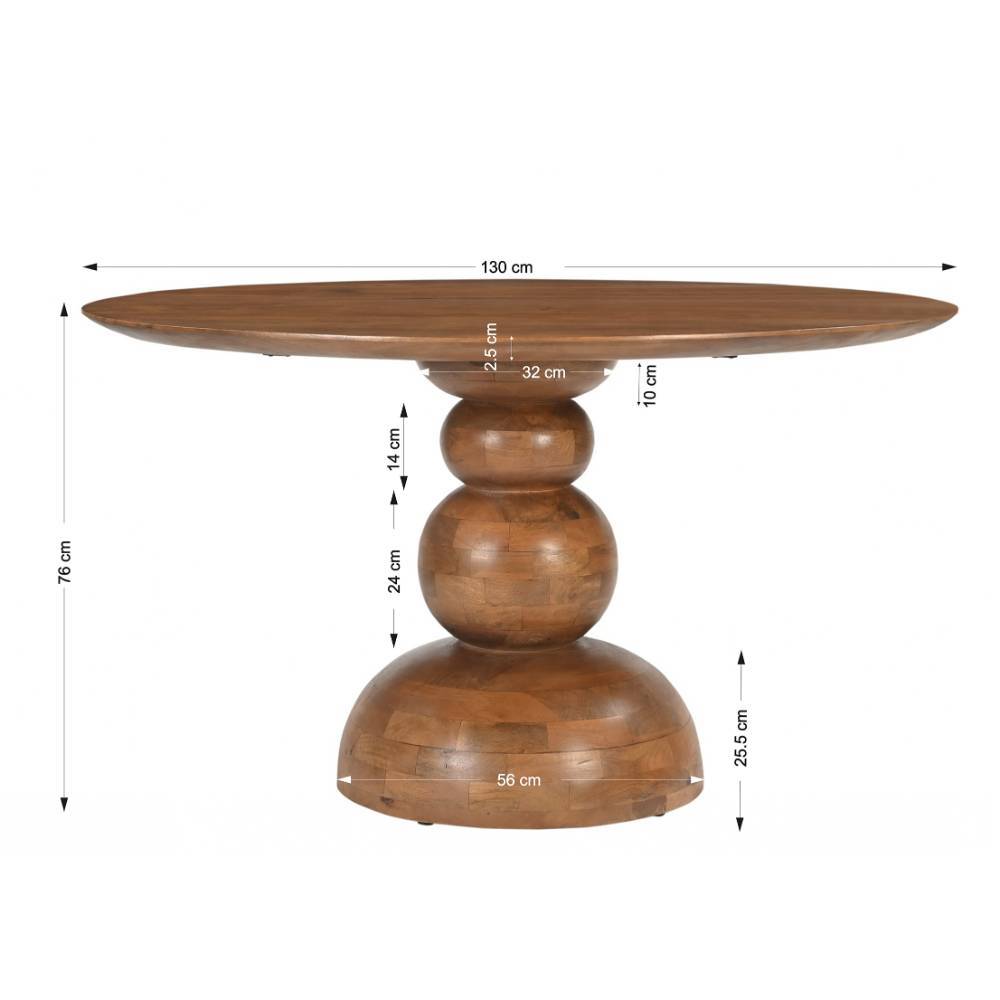 Esszimmer Design-Säulentisch aus Mangoholz - Galadira