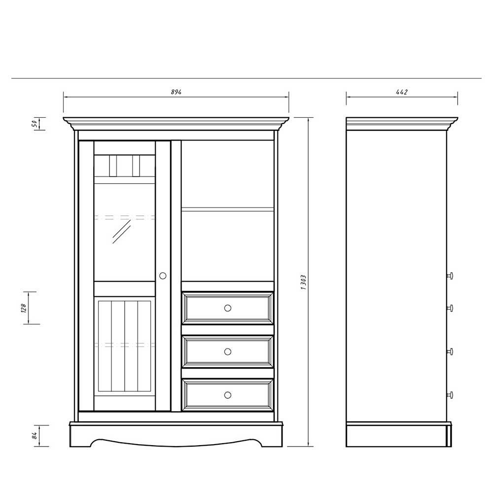 Modern Country Highboard in Grau & Kiefer - Eromsia