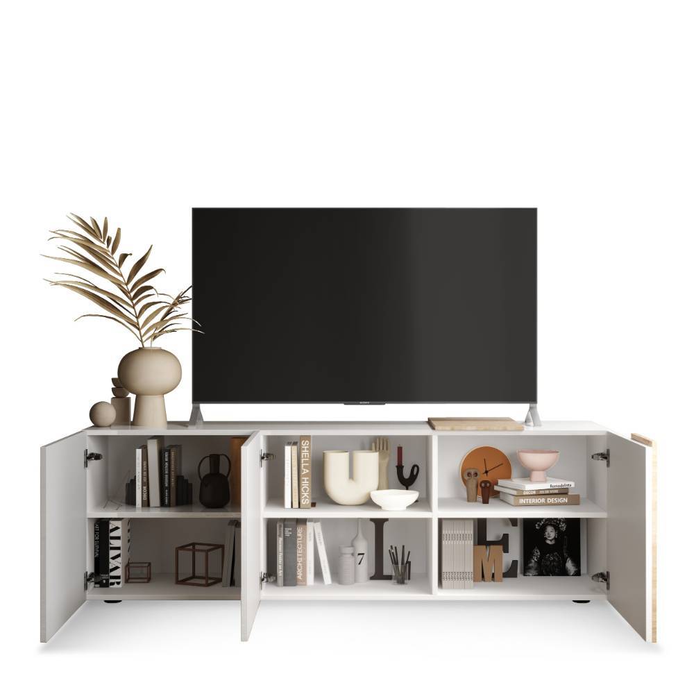 TV-Board in Weiß und Wildeiche Optik - Tabea