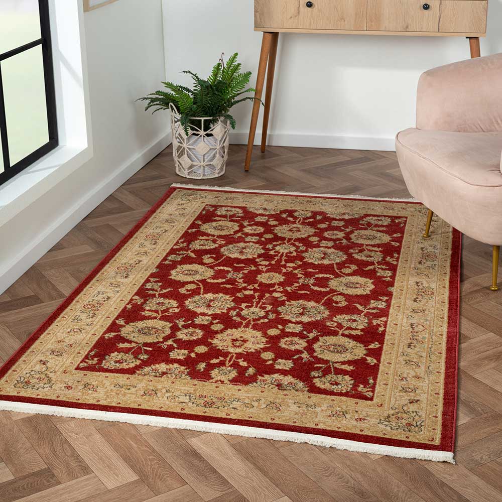 Orient Teppich in Dunkelrot und Beige - Malaya