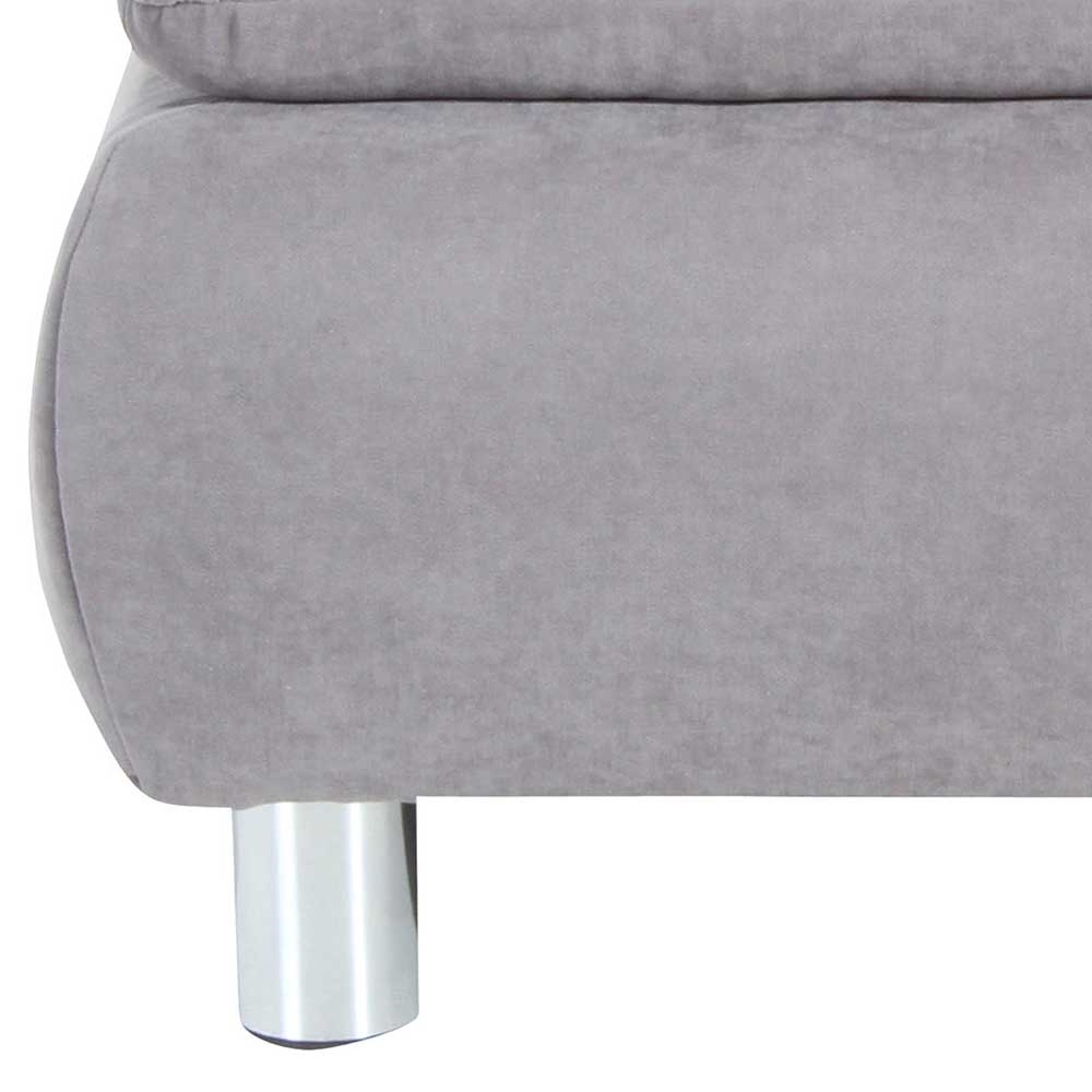 Velours Hocker in Silbergrau und Chrom - Bergion