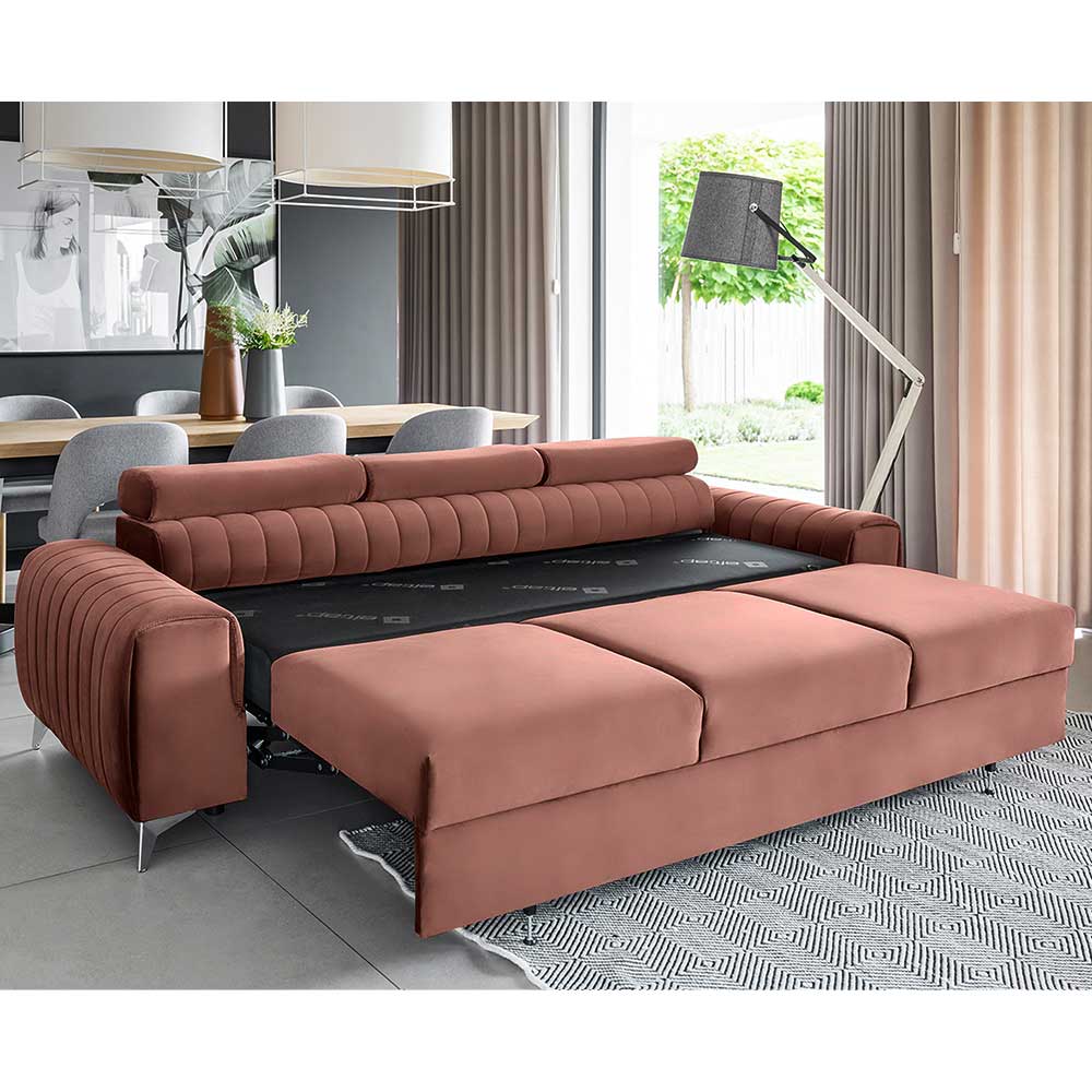 Wohnzimmersofa in Rosenholz Velours - Valverda
