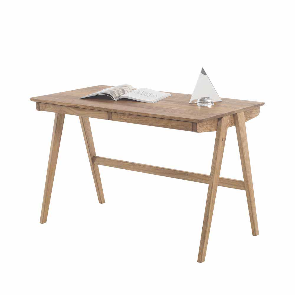 Massivholz Schreibtisch aus Asteiche geölt Alicudia mit 2 Schubladen