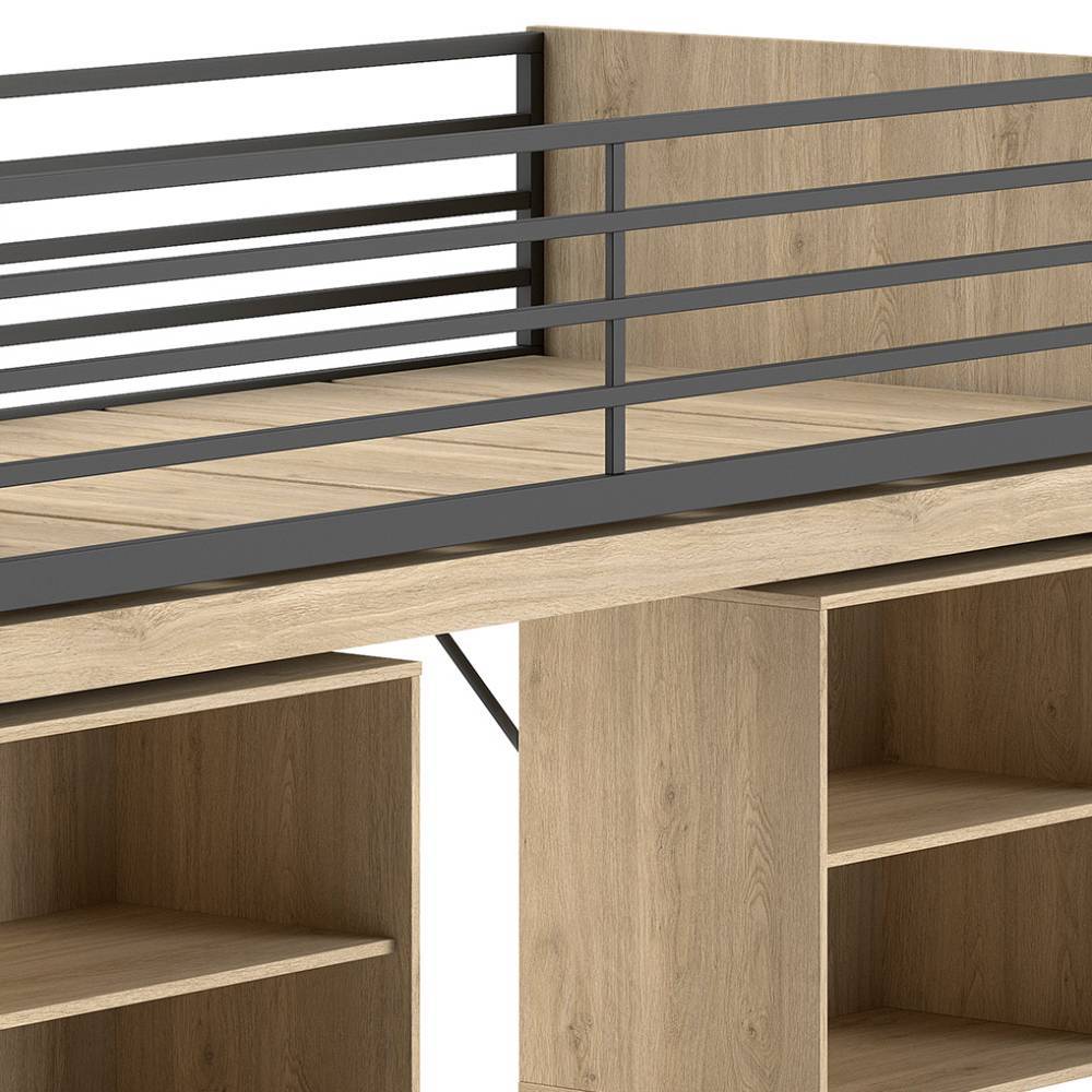 Zwei separate Regaleinheiten unter dem Hochbett mit viel Stauraum – Choice