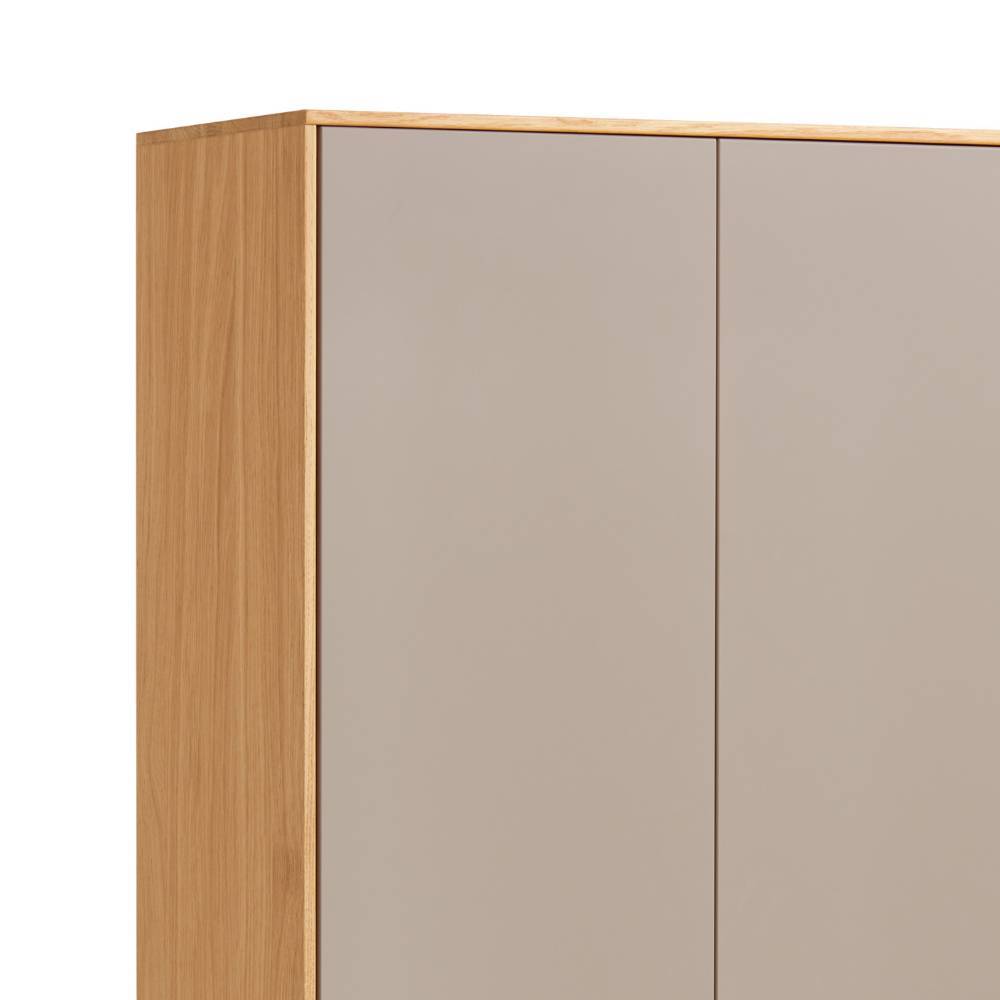 Garderobenschrank Ecke Eiche Bianco und taupefarbene Tür, moderne Optik – Barcelos