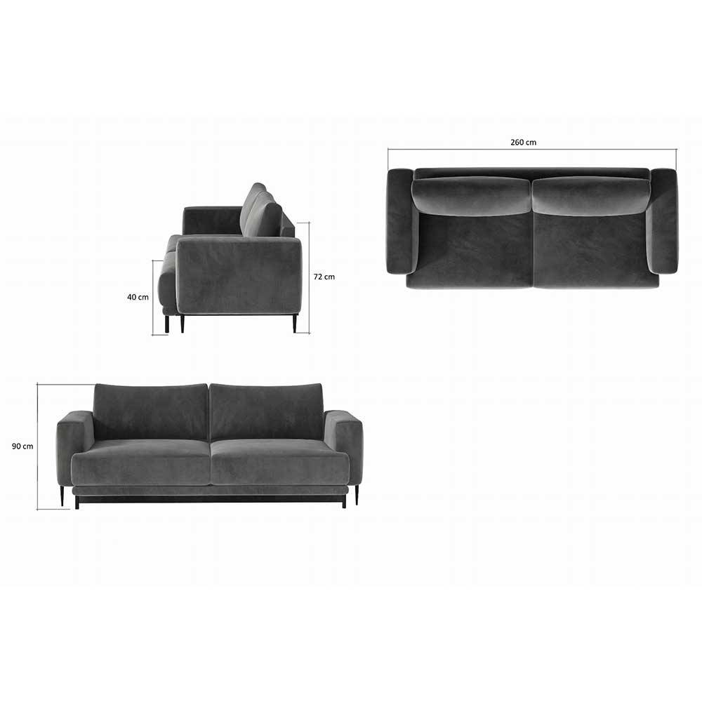 Chenille Bettsofa in Hellgrau - Marile