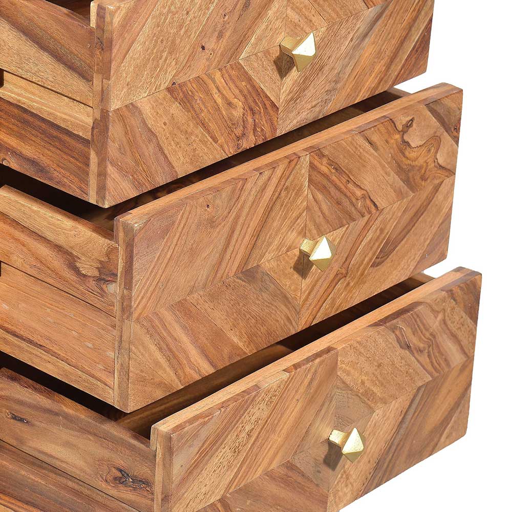 Holz Design Hochkommode mit Marmor Plate - Enjiva