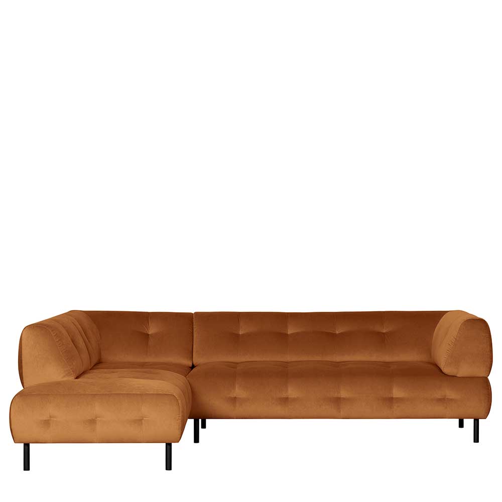 L-Form Couch in Hellbraun Samtbezug - Ulrike