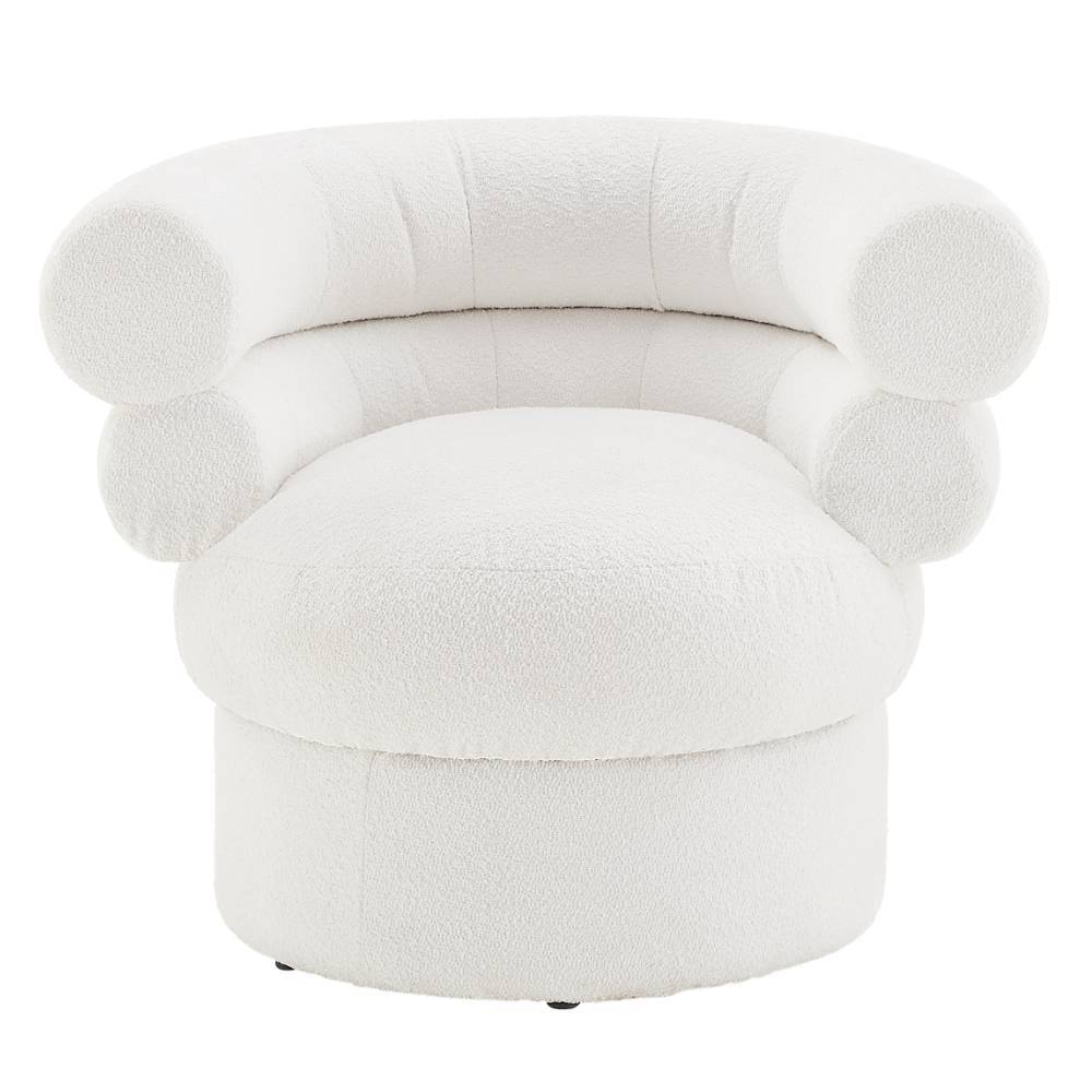 Boucle Designsessel in Weiß - Casarius