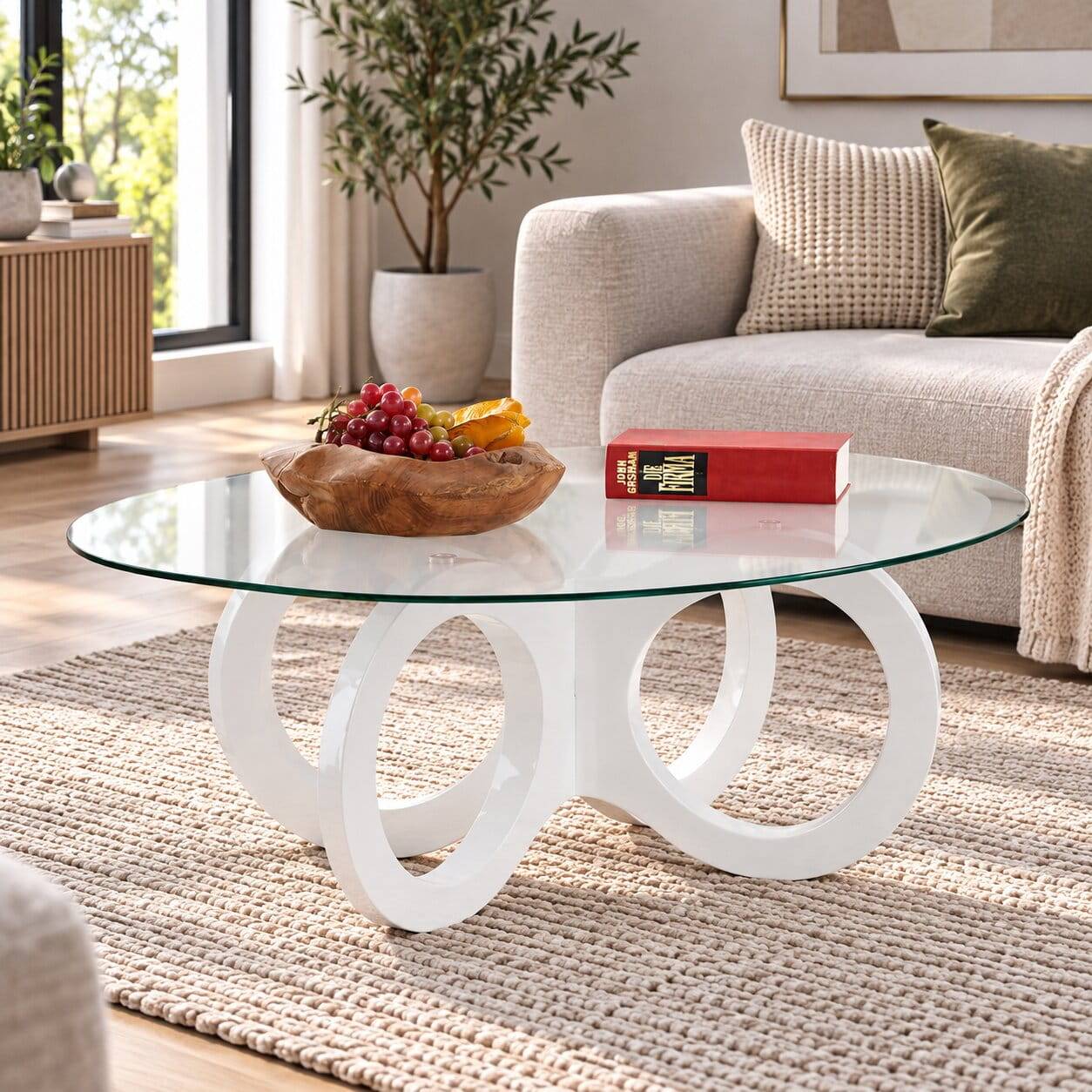 Ovaler Design-Couchtisch in Transparent Glas - Gildas