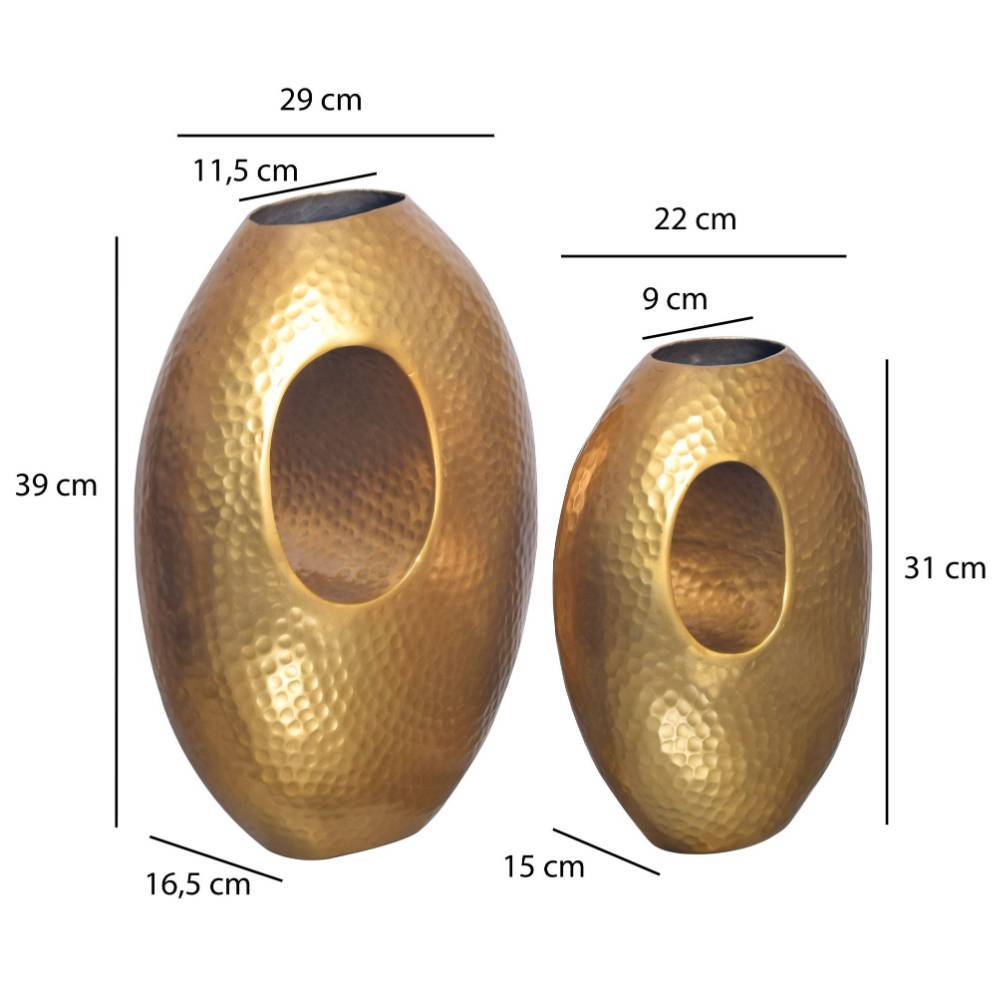 Aluminiumvasen Duo in Goldfarben - Pacifigo (zweiteilig)