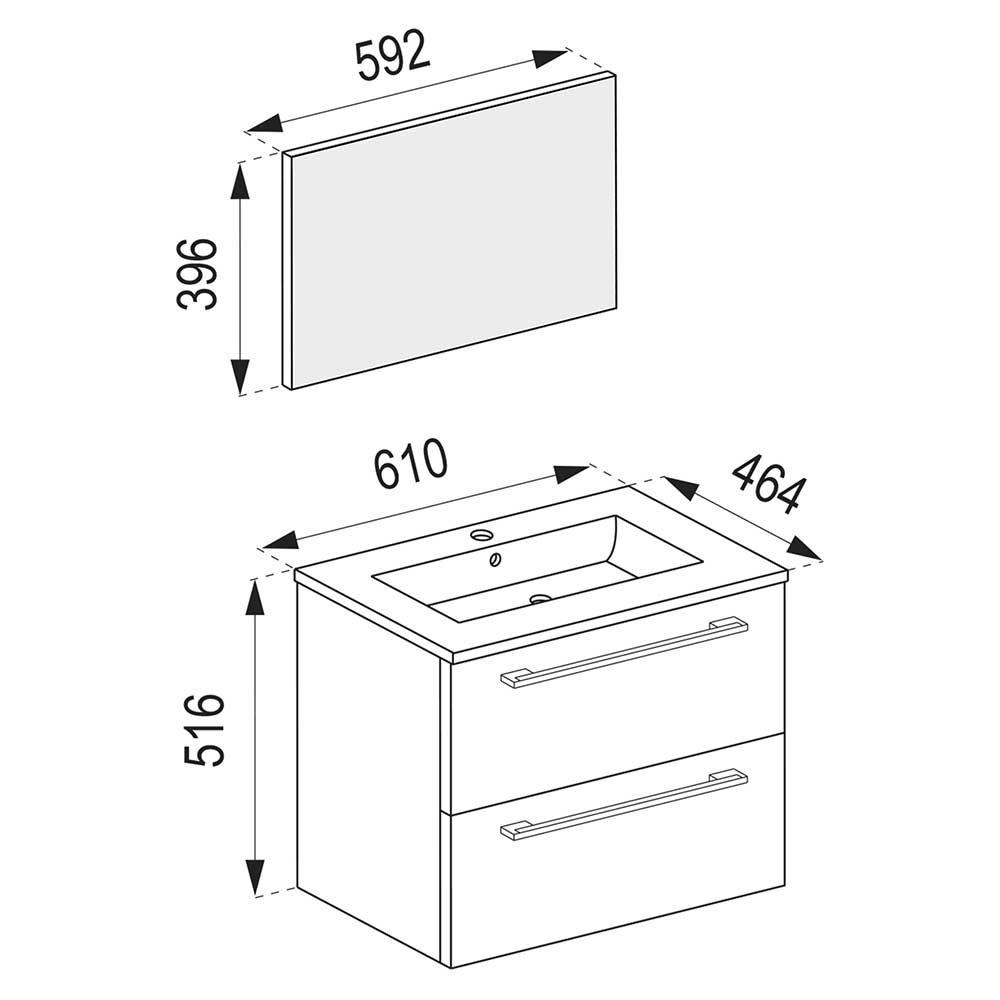 Moderne Badausstattung Möbel Set - Gloriella (dreiteilig)