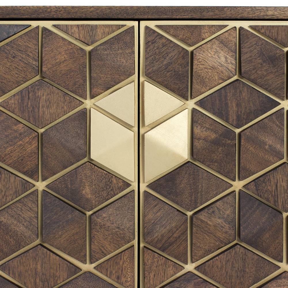 Design-TV-Board in Walnuss und Gold - Rasimo