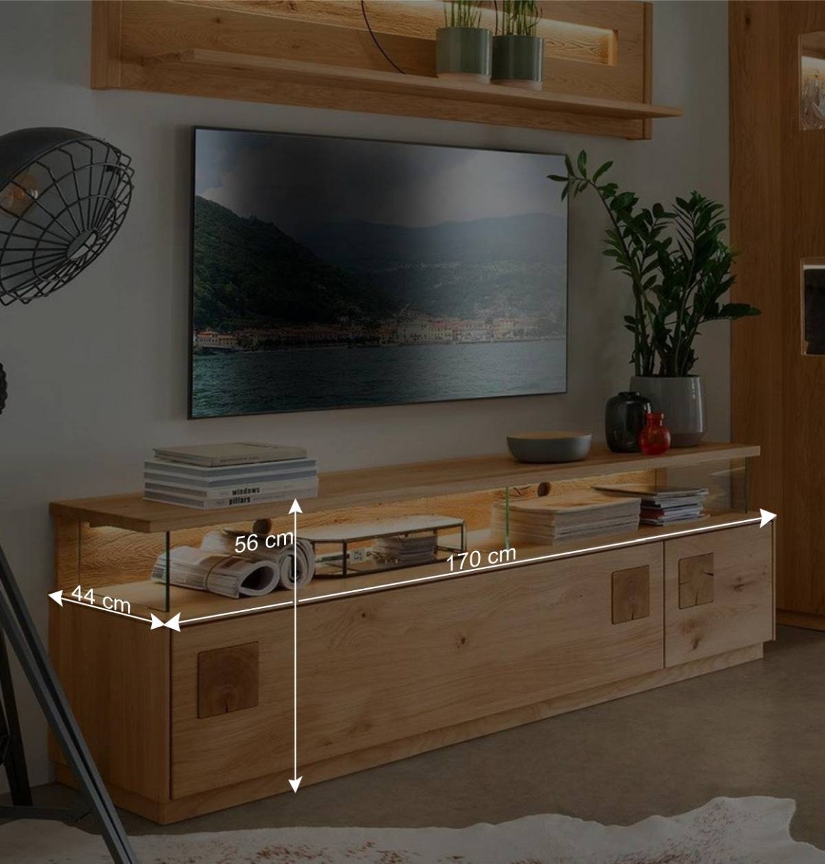 Wildeiche TV Board mit 170 cm Breite - Millena