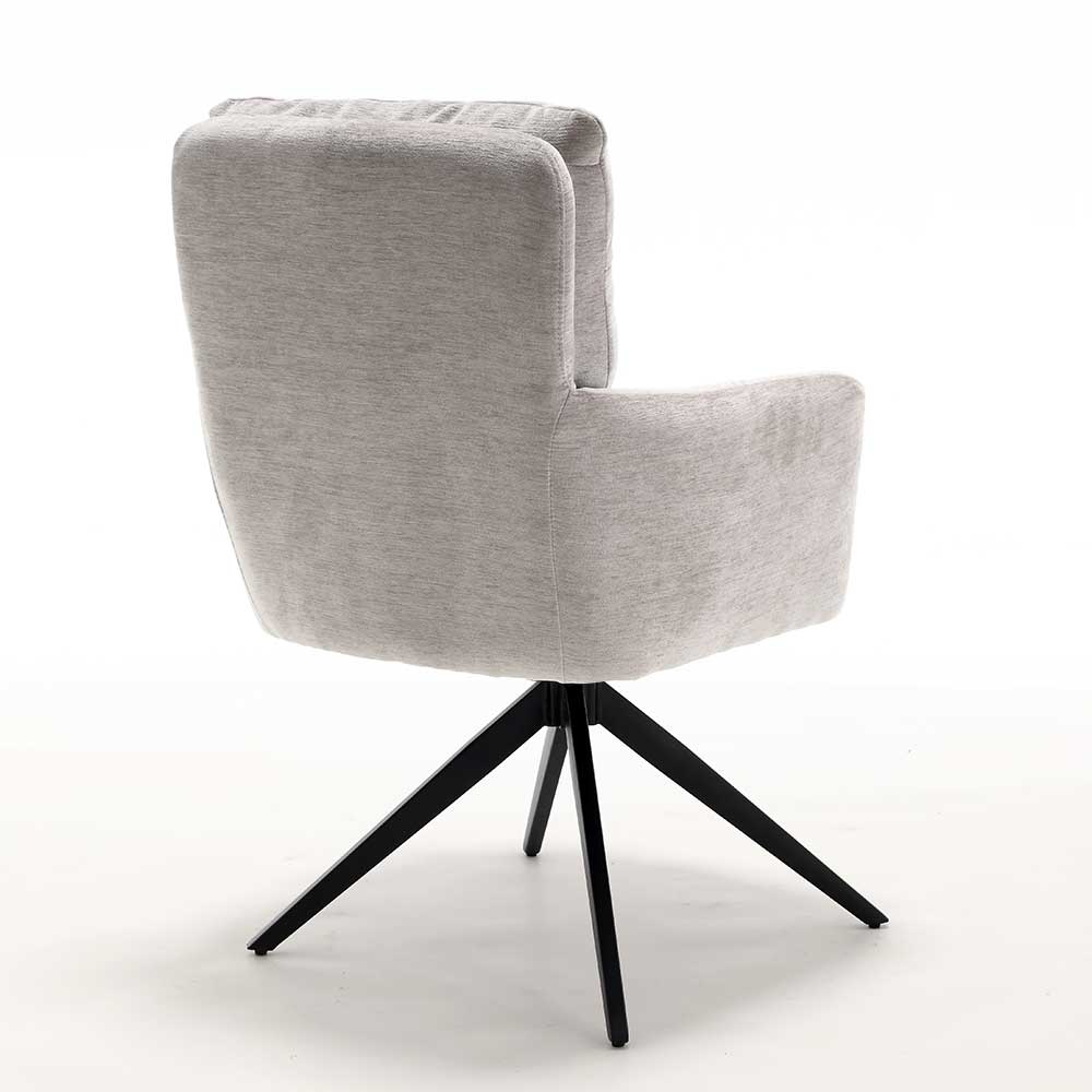 Chenille Tischsessel in Taupe - Vatros (2er Set)