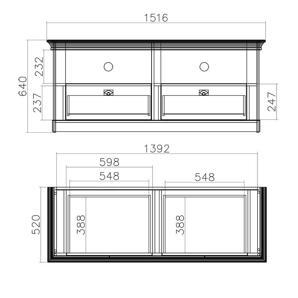 Landhaus Möbel Kombination für Wohnzimmer - Diatara (vierteilig)