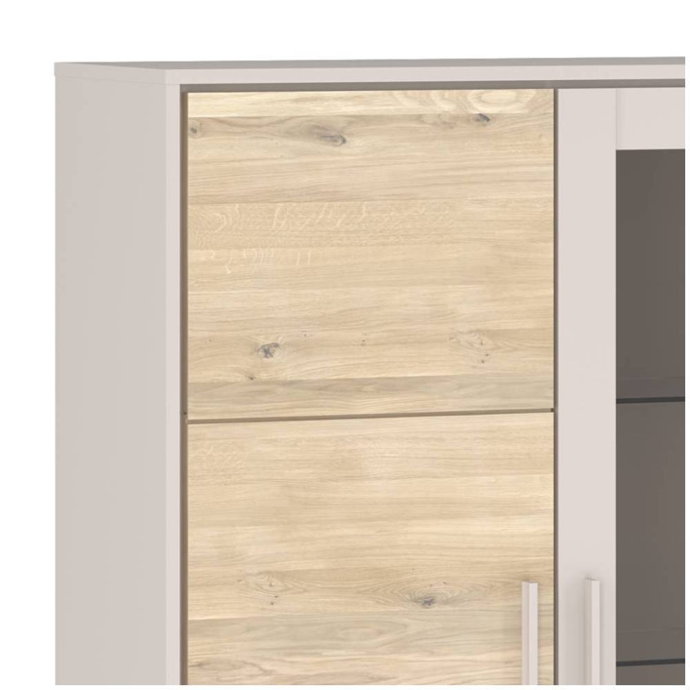 2-türige Highboard Vitrine in Kreideweiß - Loca
