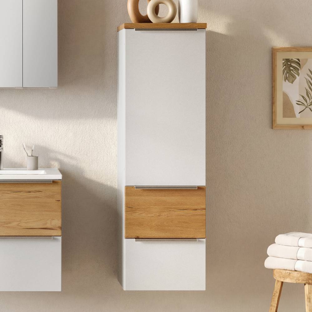 Hängender Bad-Midischrank in Mattweiß - Yvonja