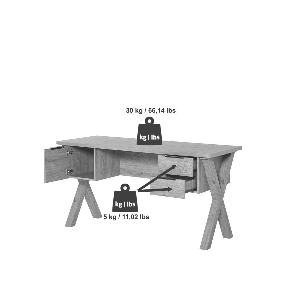 Design-Schreibtisch in Holzoptik Eiche - Alonso