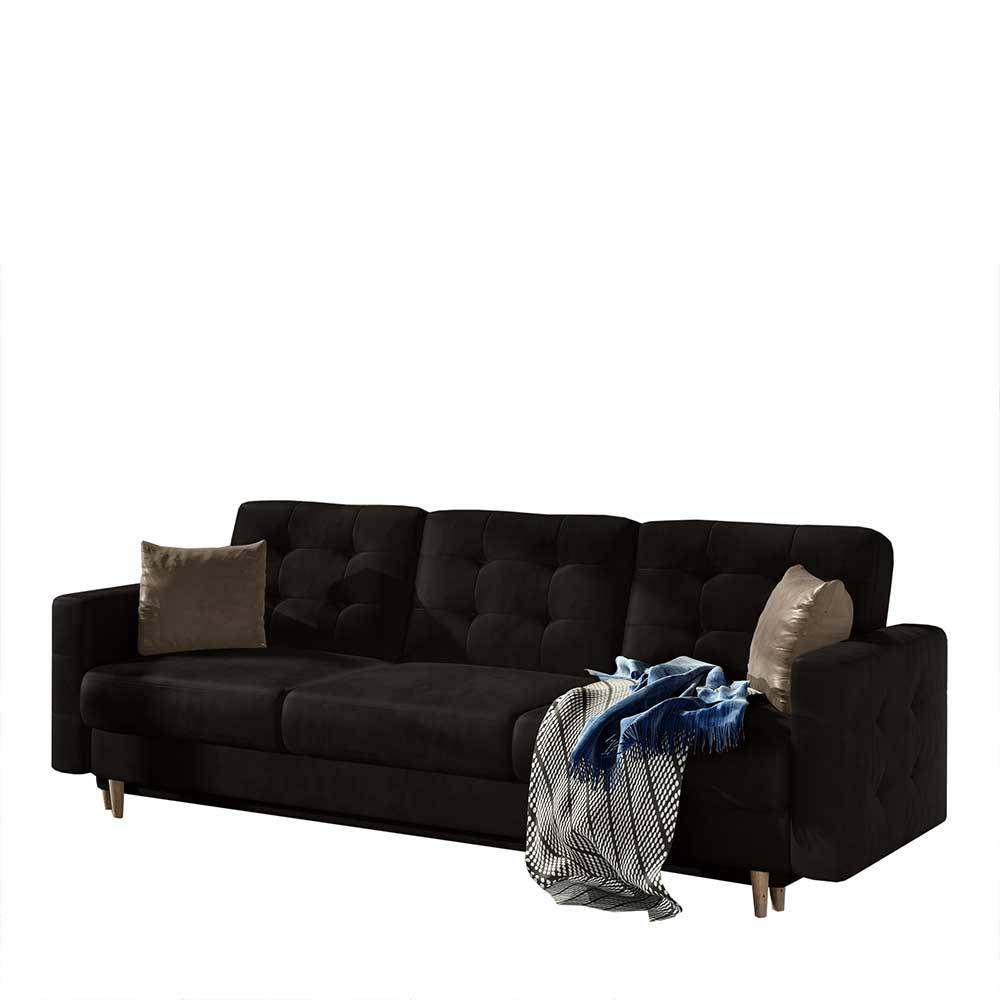 Wohnzimmer Klappcouch in Dunkelbraun Samt - Smento