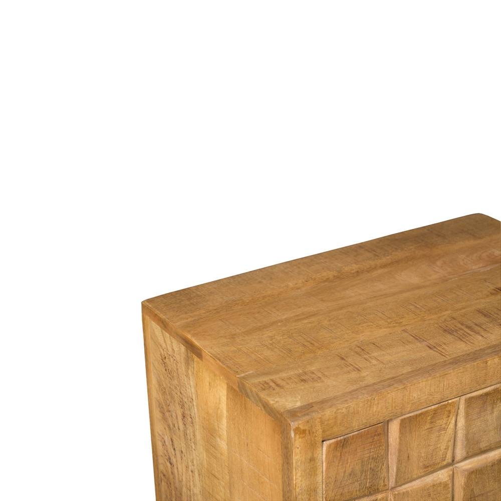 Obere Ecke des Highboards aus Mangoholz mit sichtbarer Holzmaserung – Laudion