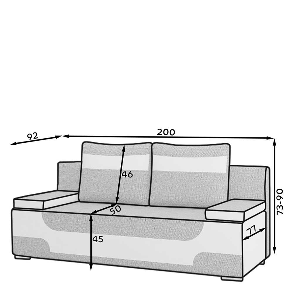 Design Klappcouch in Beigegrau und Schwarz - Tefano