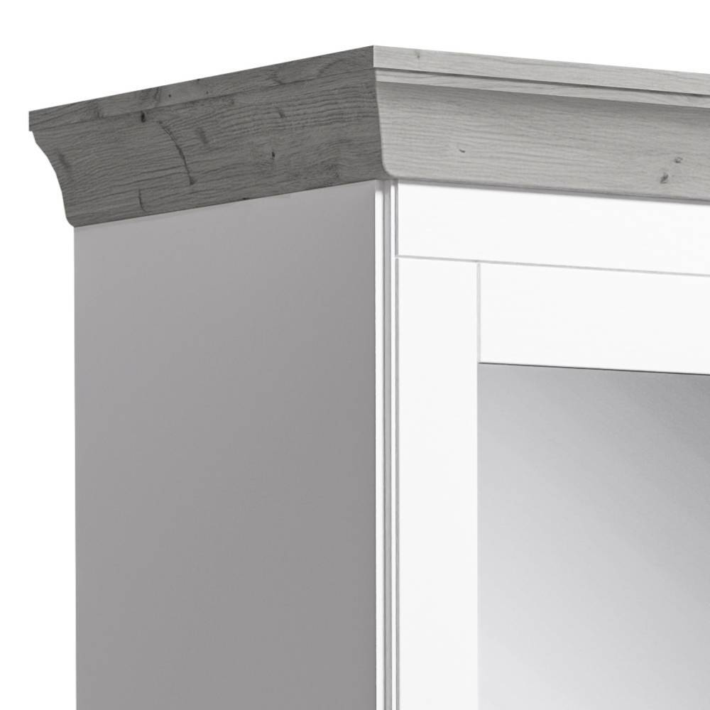 Modern Country Schrank in Weiß mit Grau - Caneon